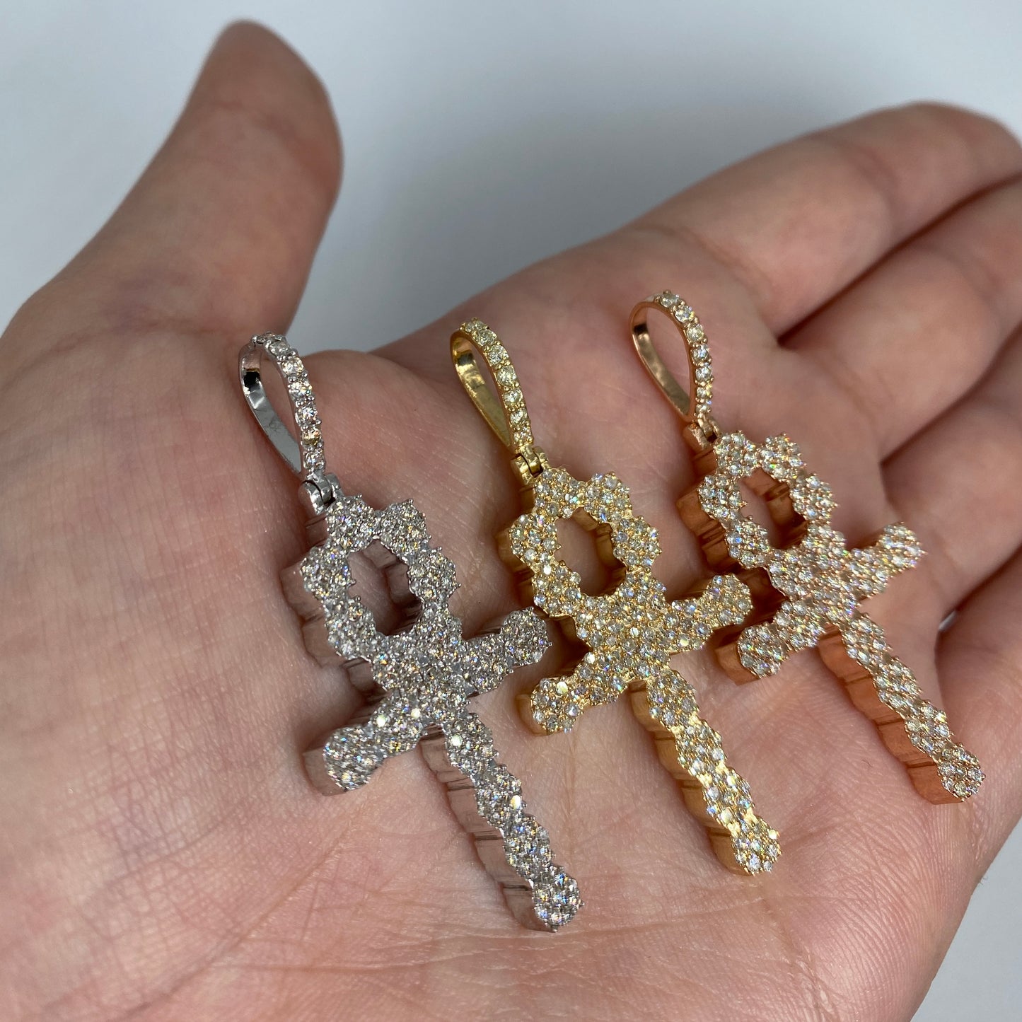 14K Ankh Unkh Cross Diamond Pendant