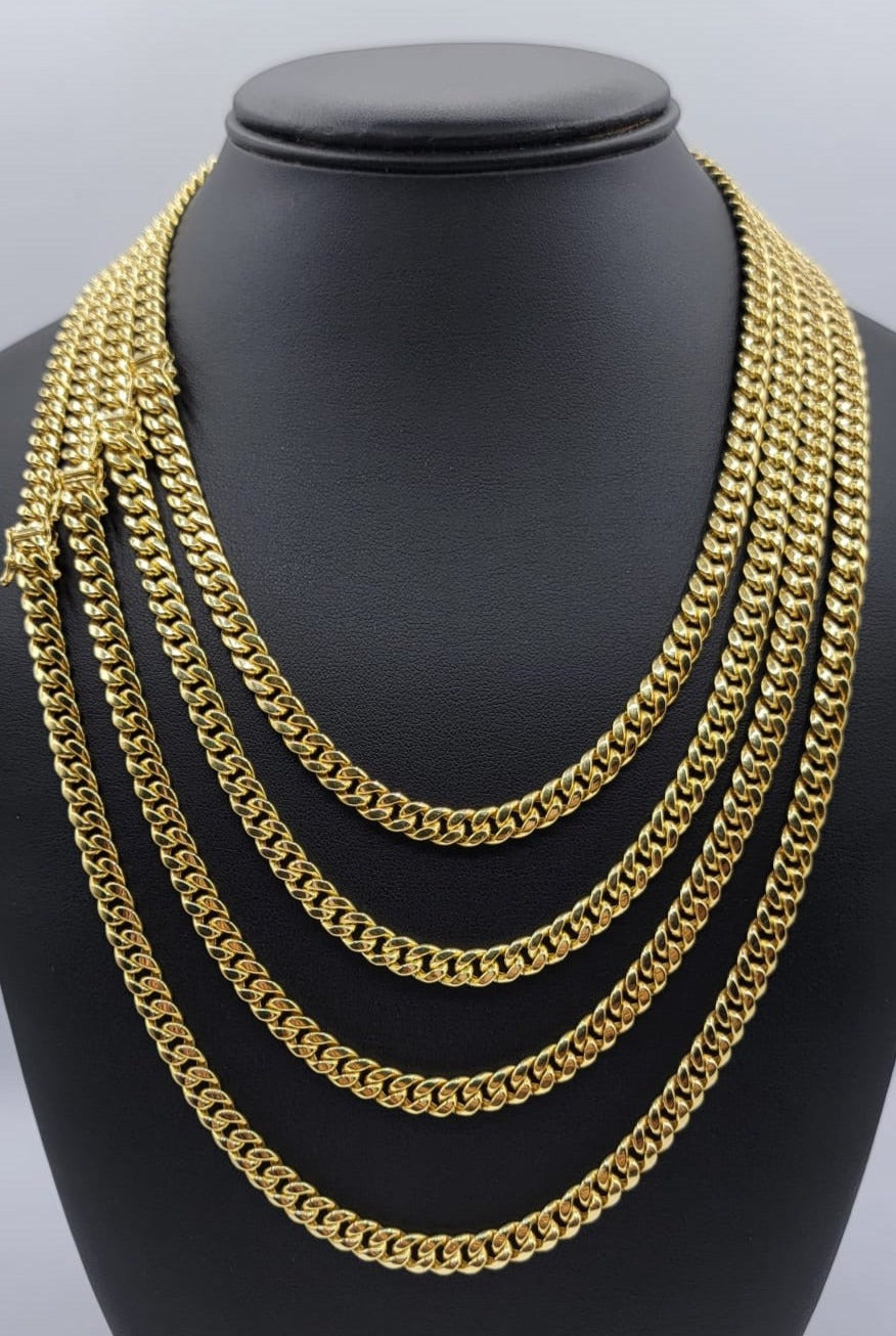 Miami Cuban Link Chain Real 10K Yellow Gold Full Collection