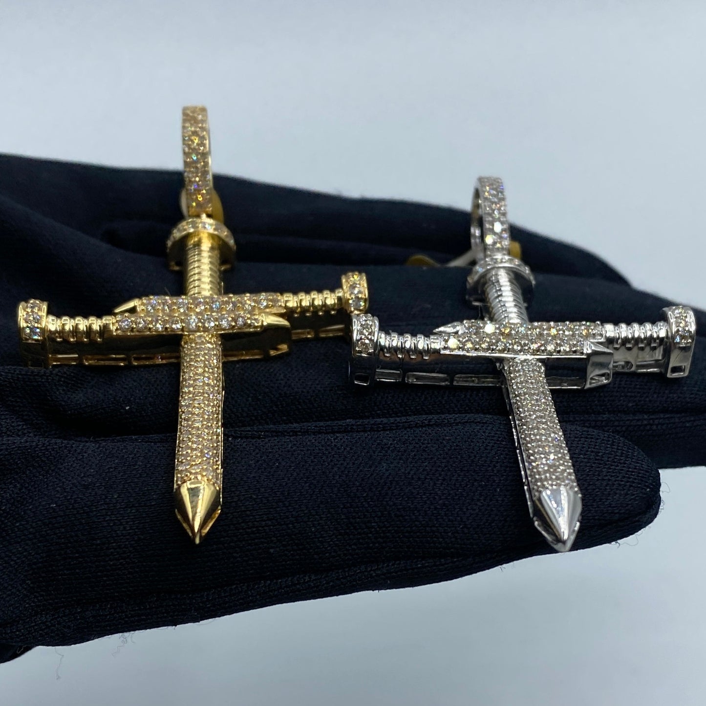 10K Nail Cross Diamond Pendant
