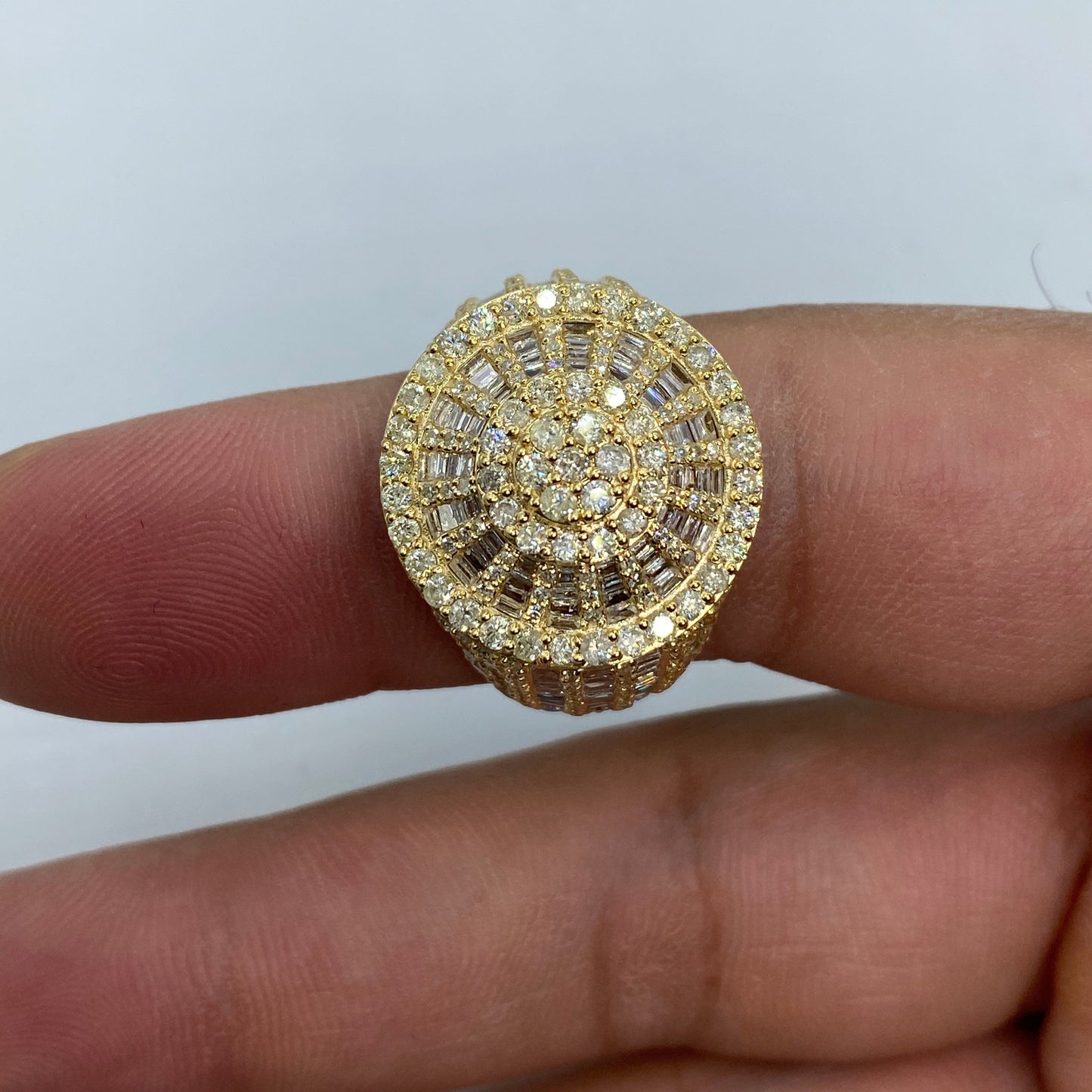 14K Circle Web Diamond Baguette Ring