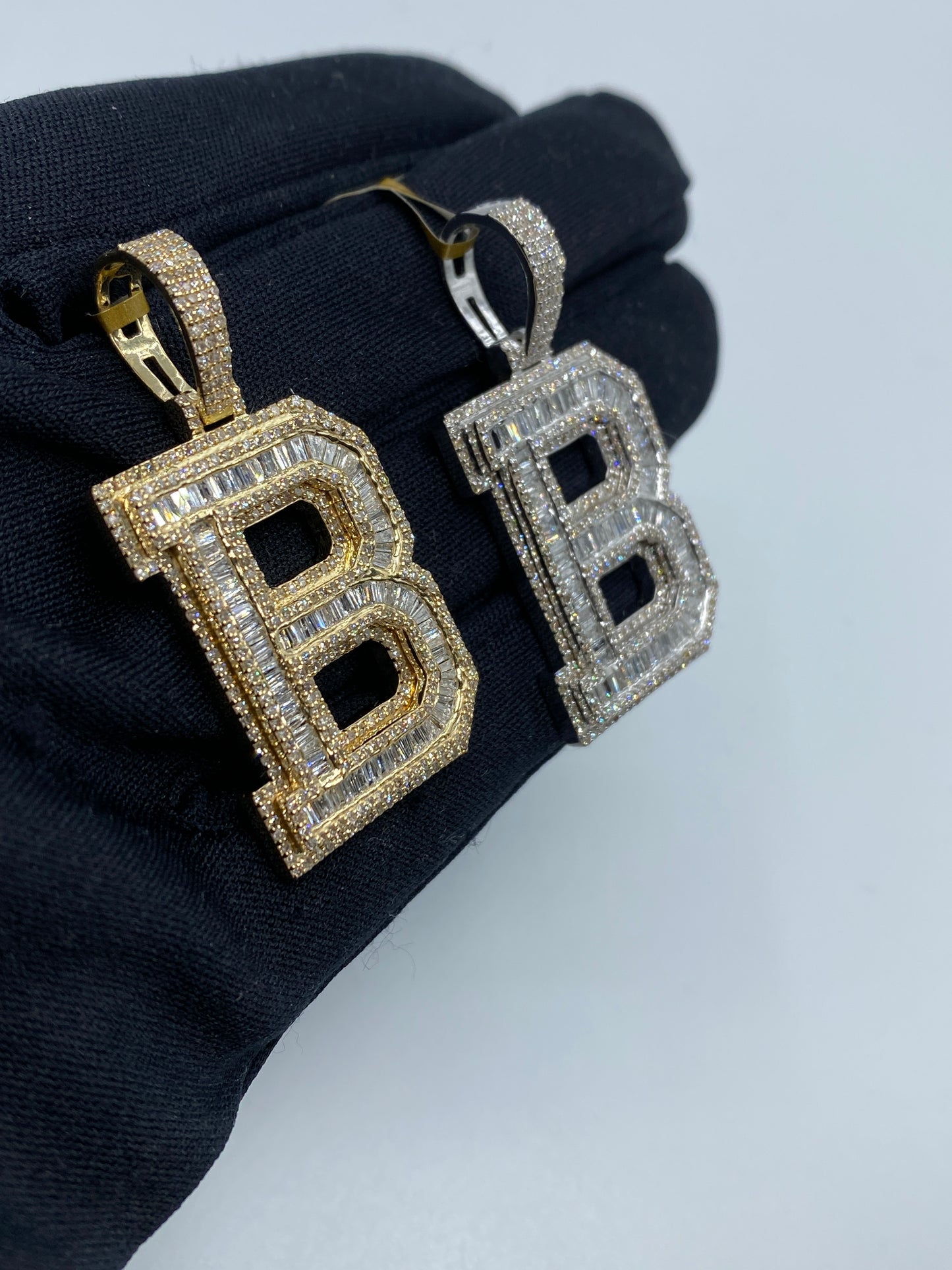 Initial B Baguette Pendant
