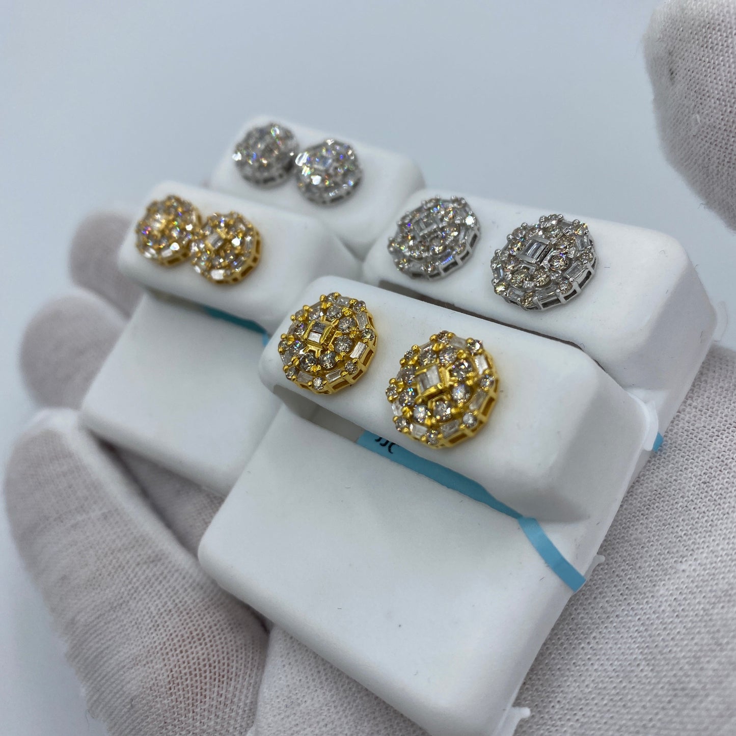 14K Jumbo Regal Circle Diamond Baguette Earrings