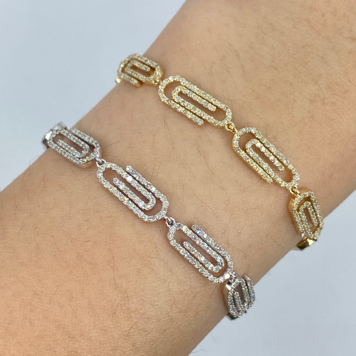14K Paperclip Link Diamond Bracelet 7"