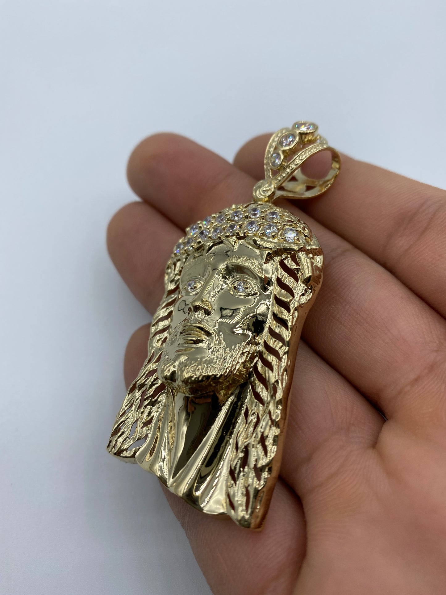 14K Jesus Head Pendant 2.75"