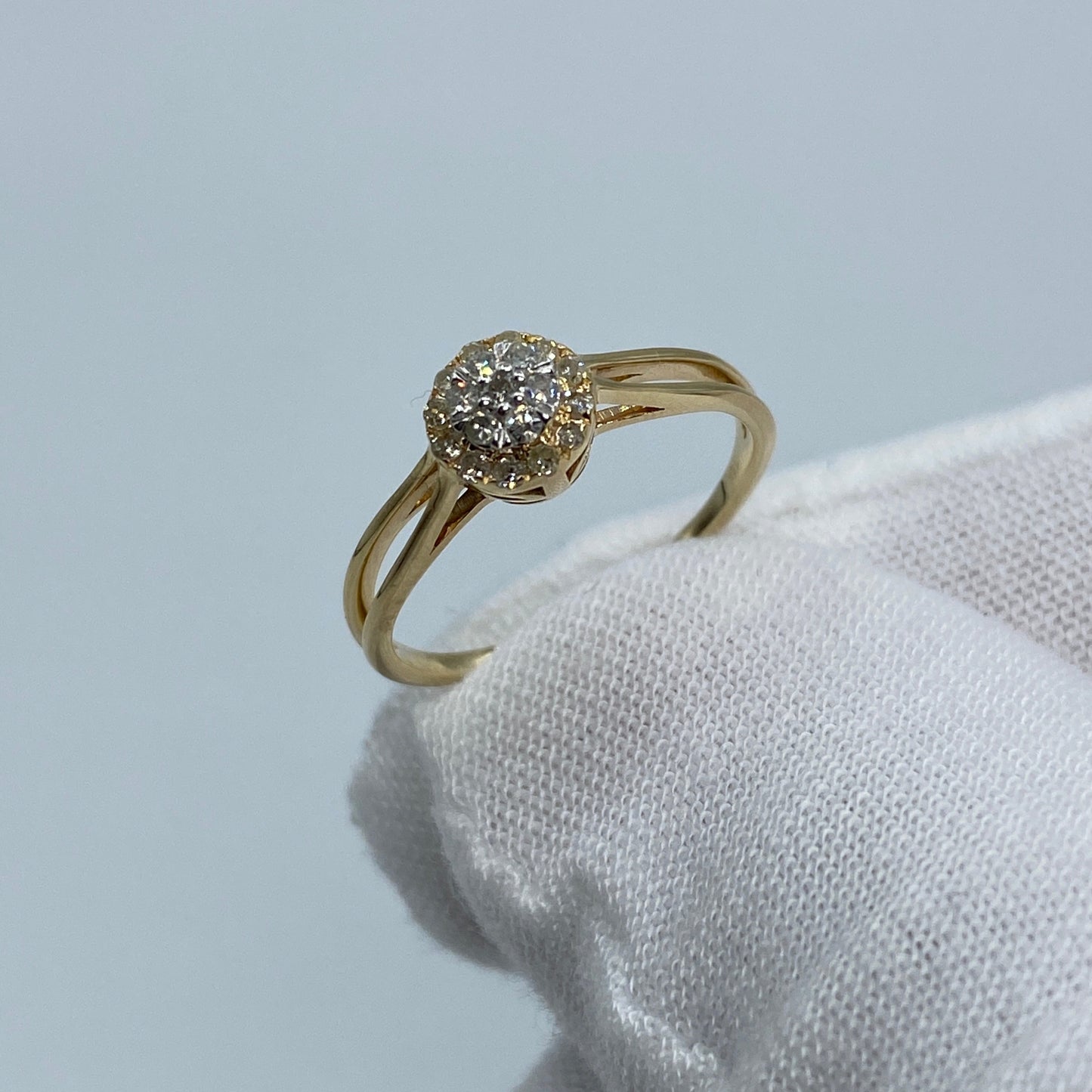 14K Yellow Gold Circle Diamond Engagement Ring