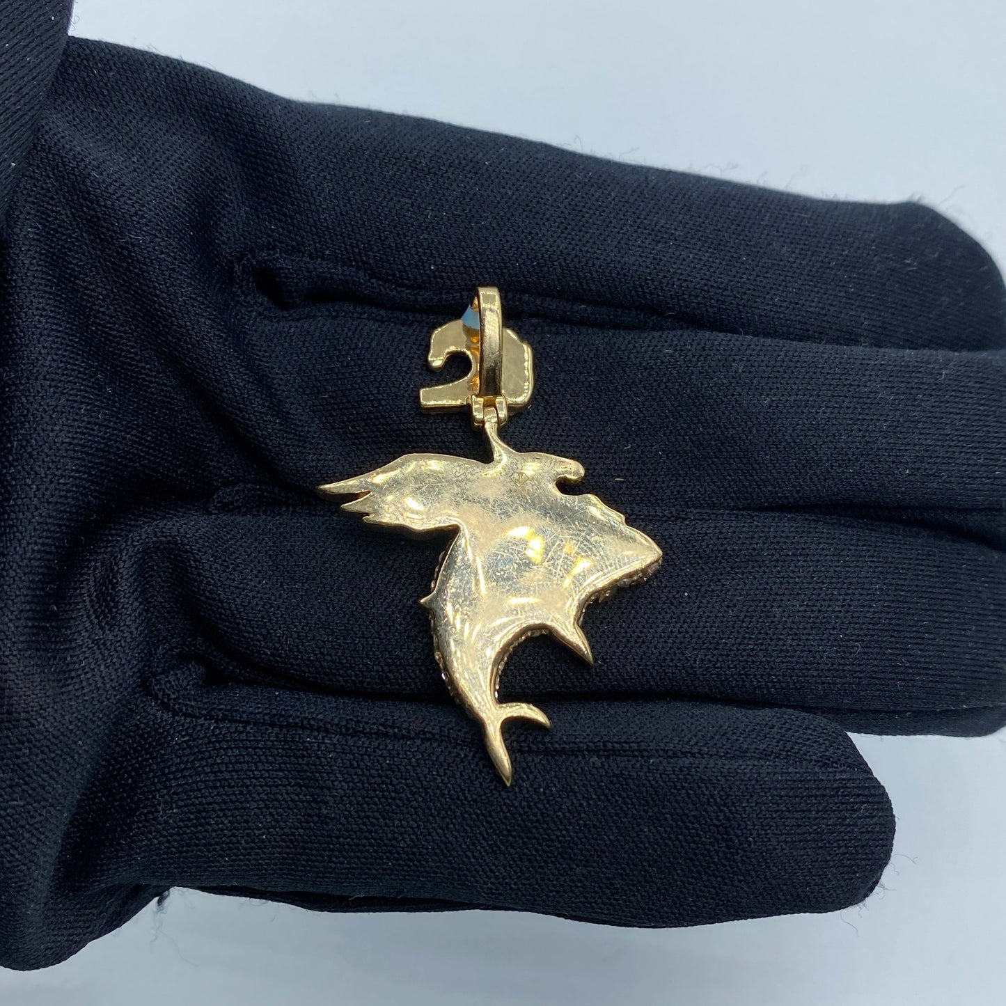 14K Flying Shark Diamond Pendant