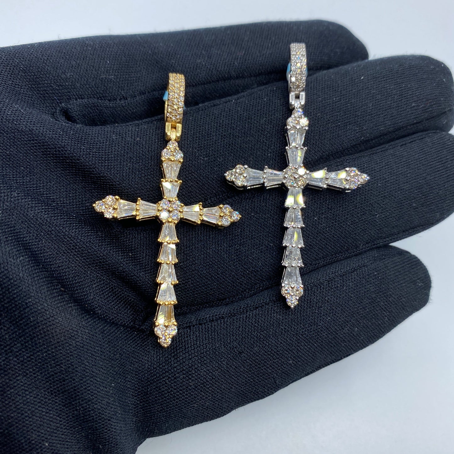 14K Holy Spirit Cross Diamond Baguette Pendant