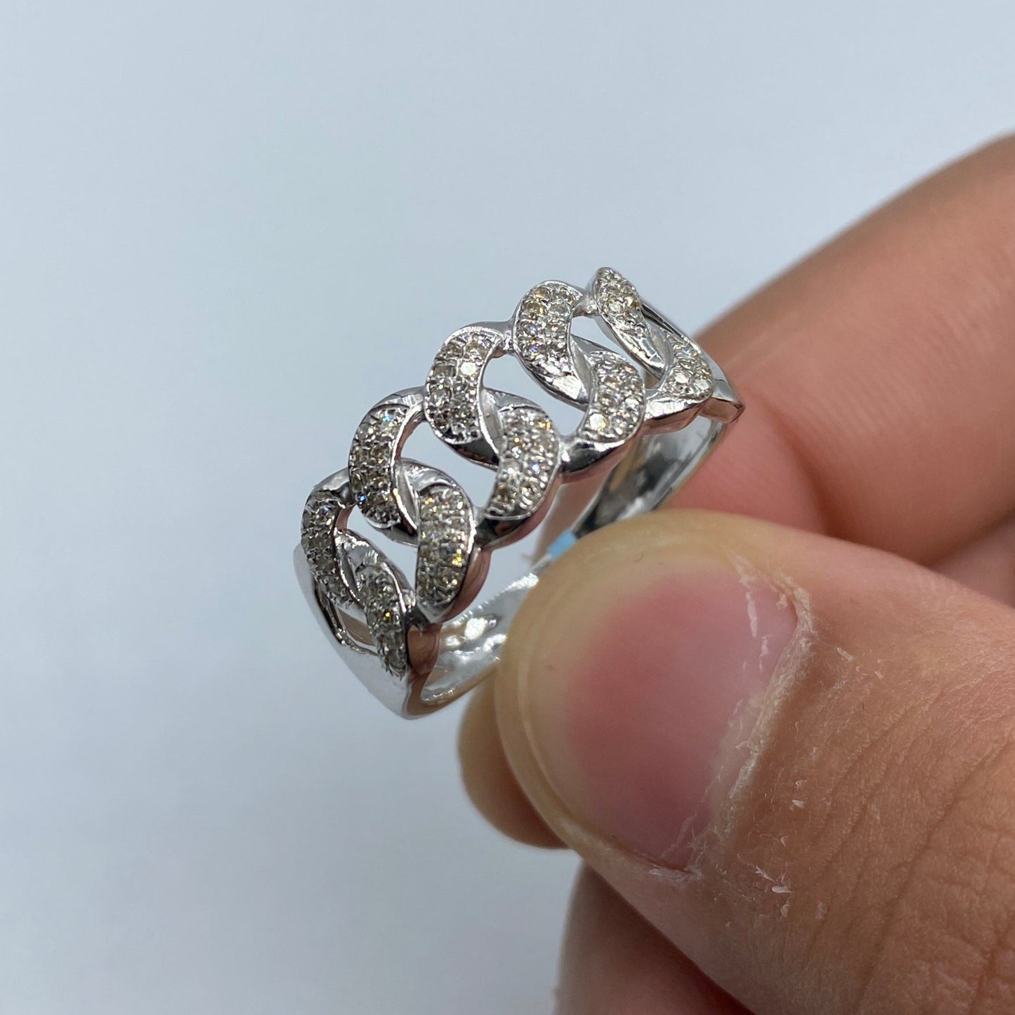 14K Gold 9MM Rounded Cuban Link Diamond Ring