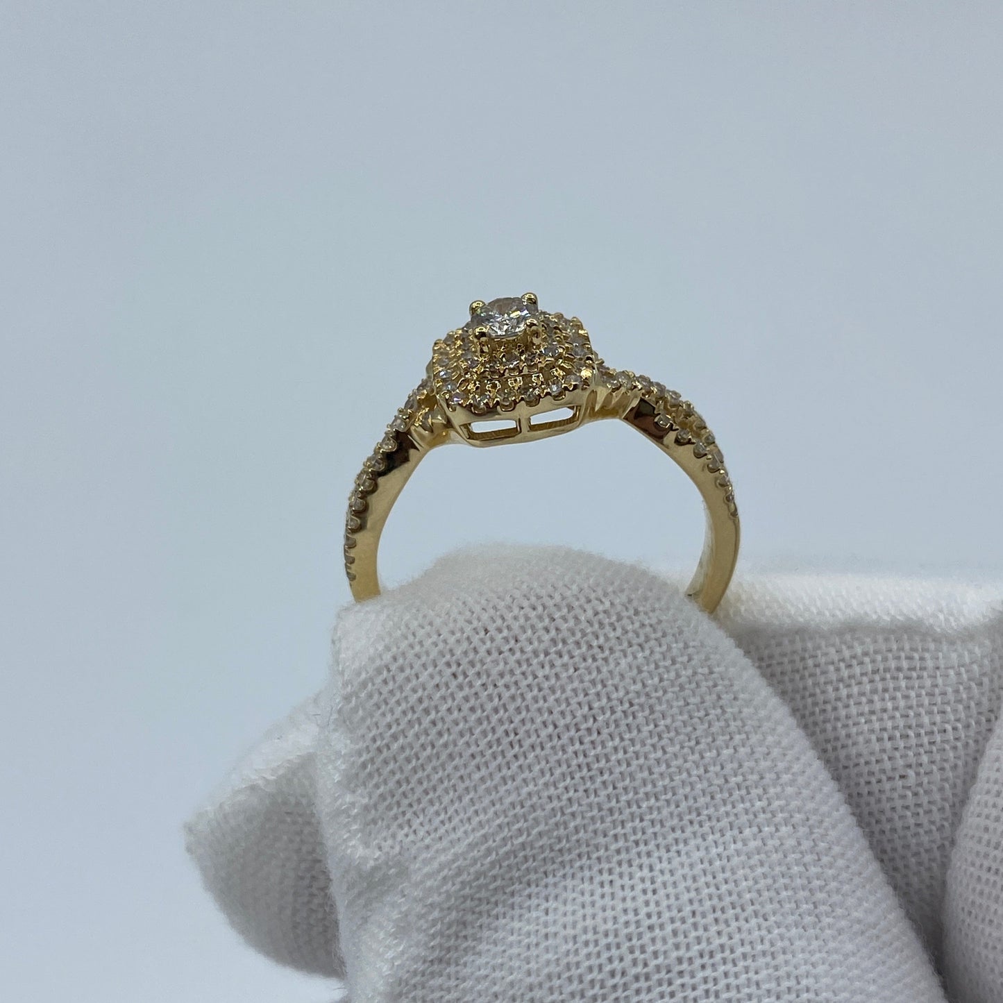 14K Yellow Gold Infinity Band Diamond Engagement Ring