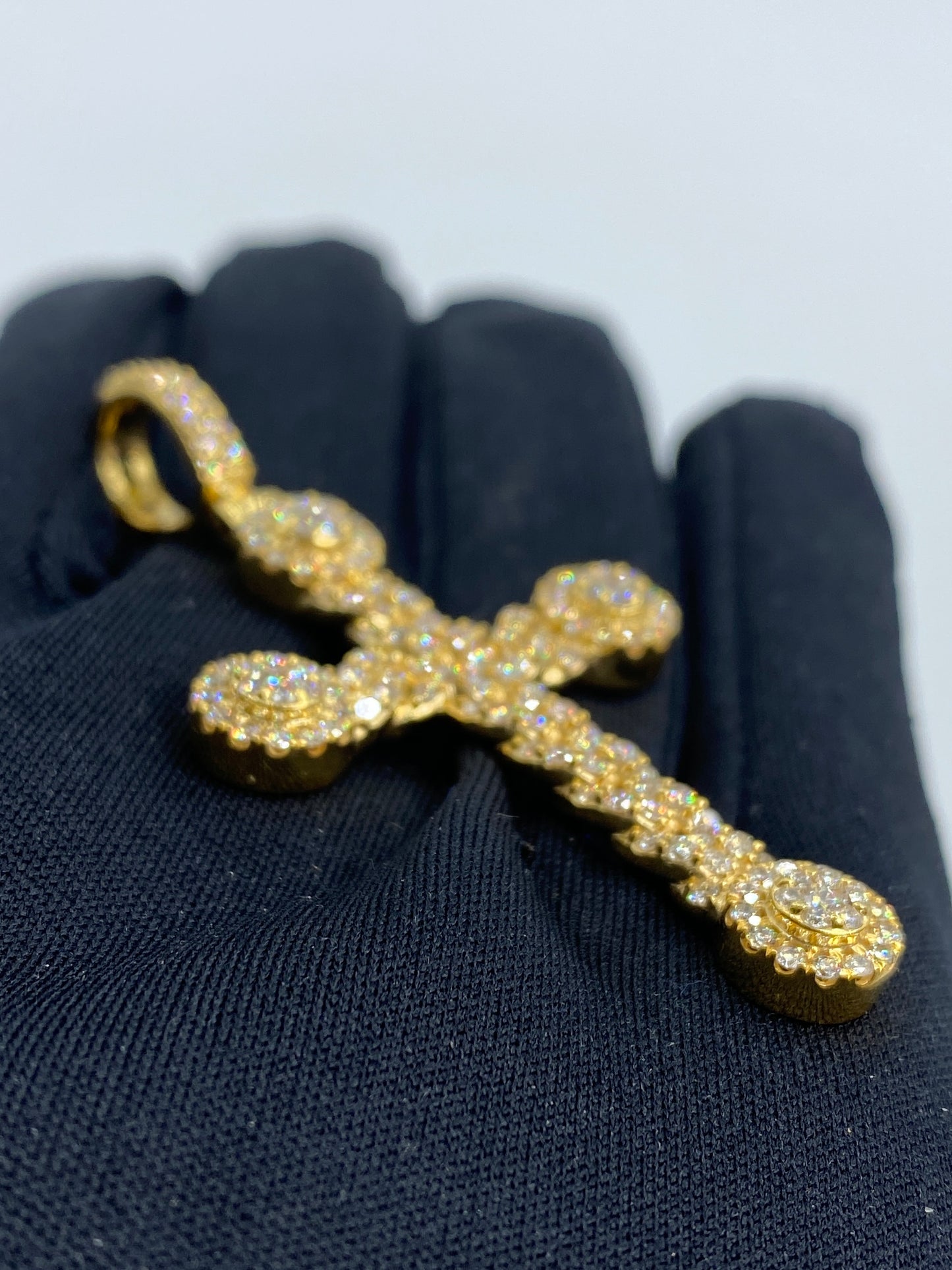 10K Cuban Cross Diamond Pendant