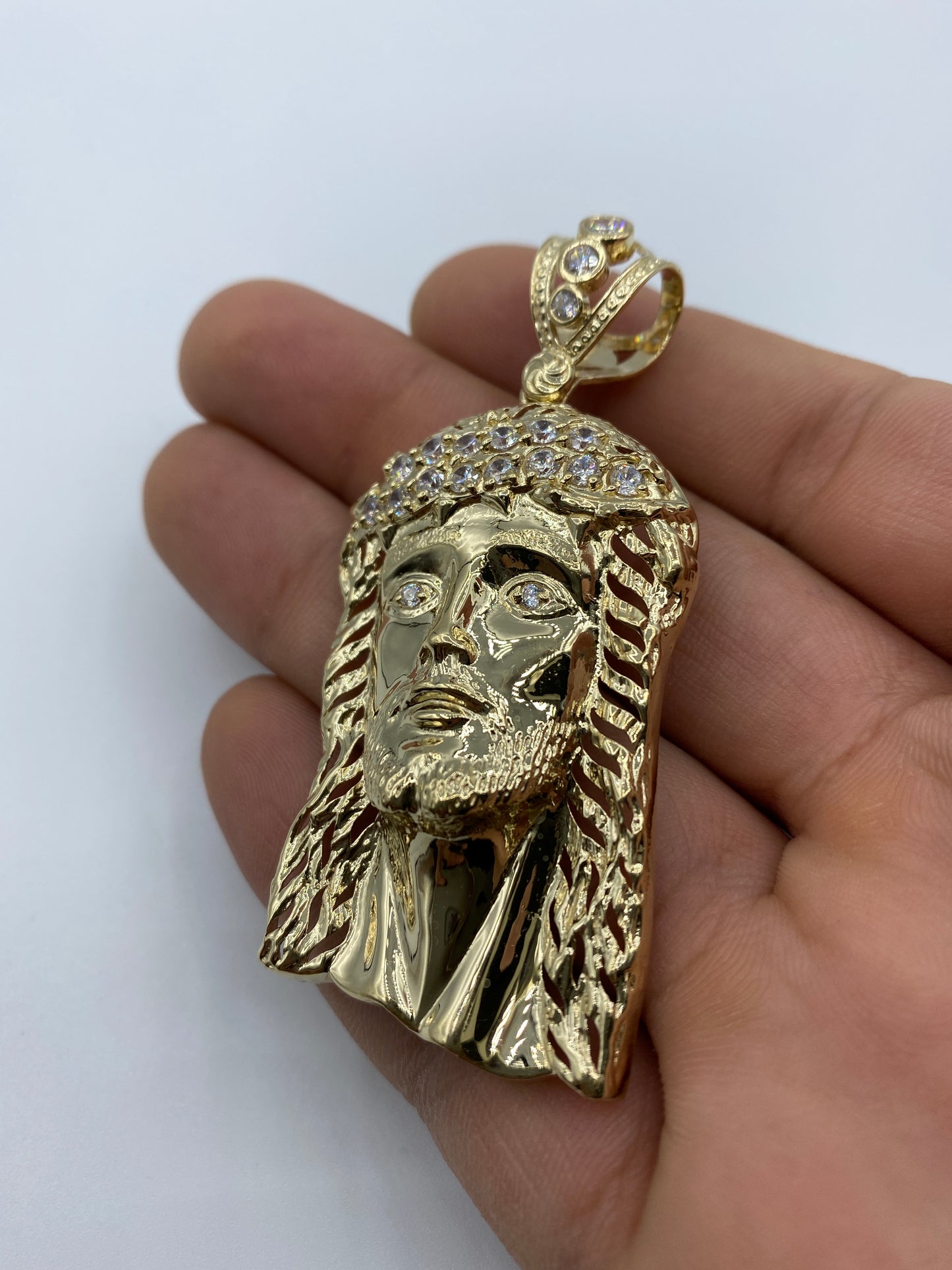 14K Jesus Head Pendant 2.75"