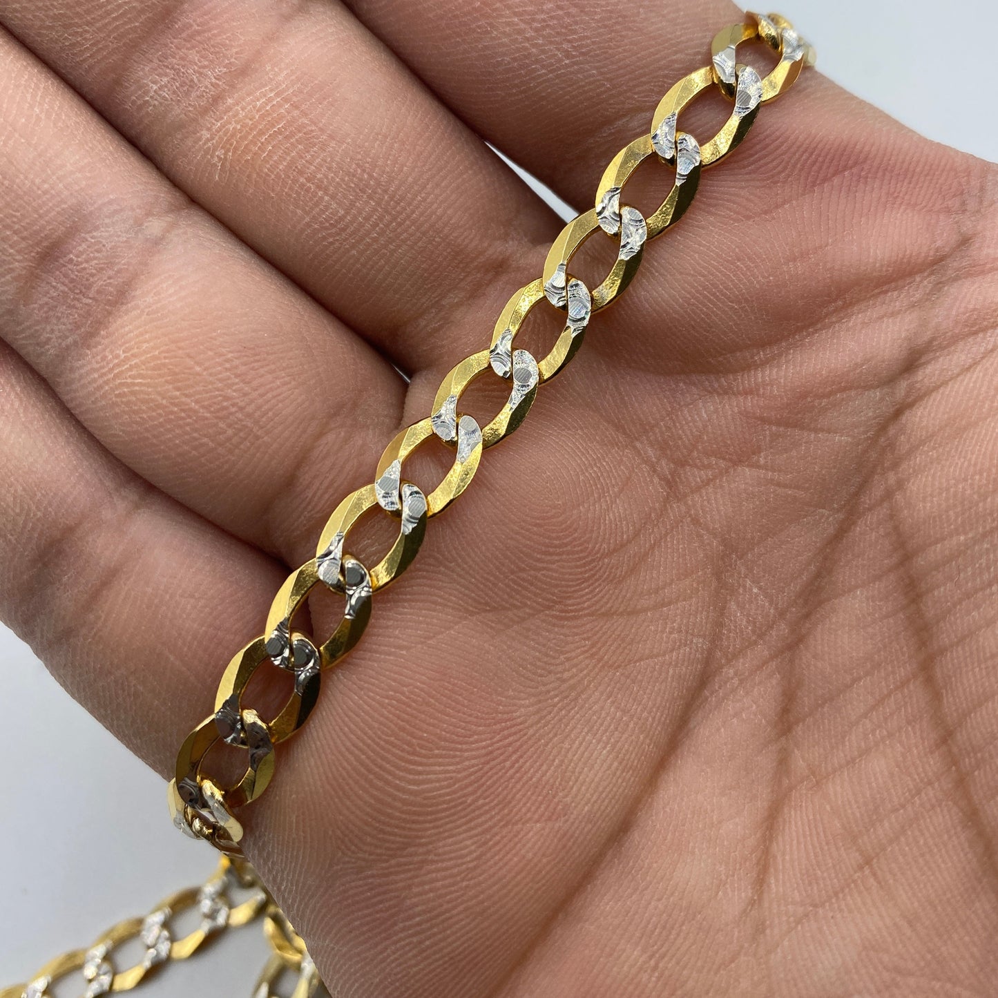 14K 7MM Flat Cuban Link Chain 18-26"