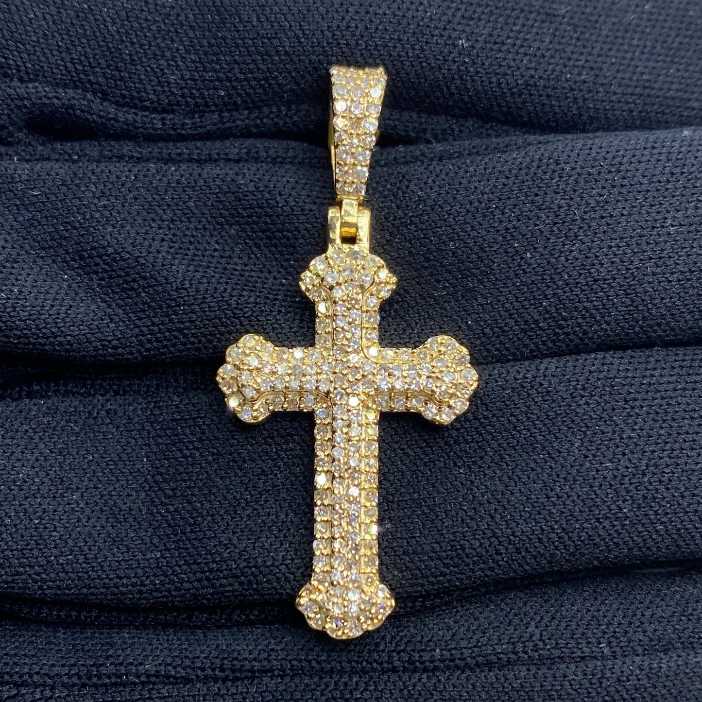 10K Trefoil Cross Diamond Pendant