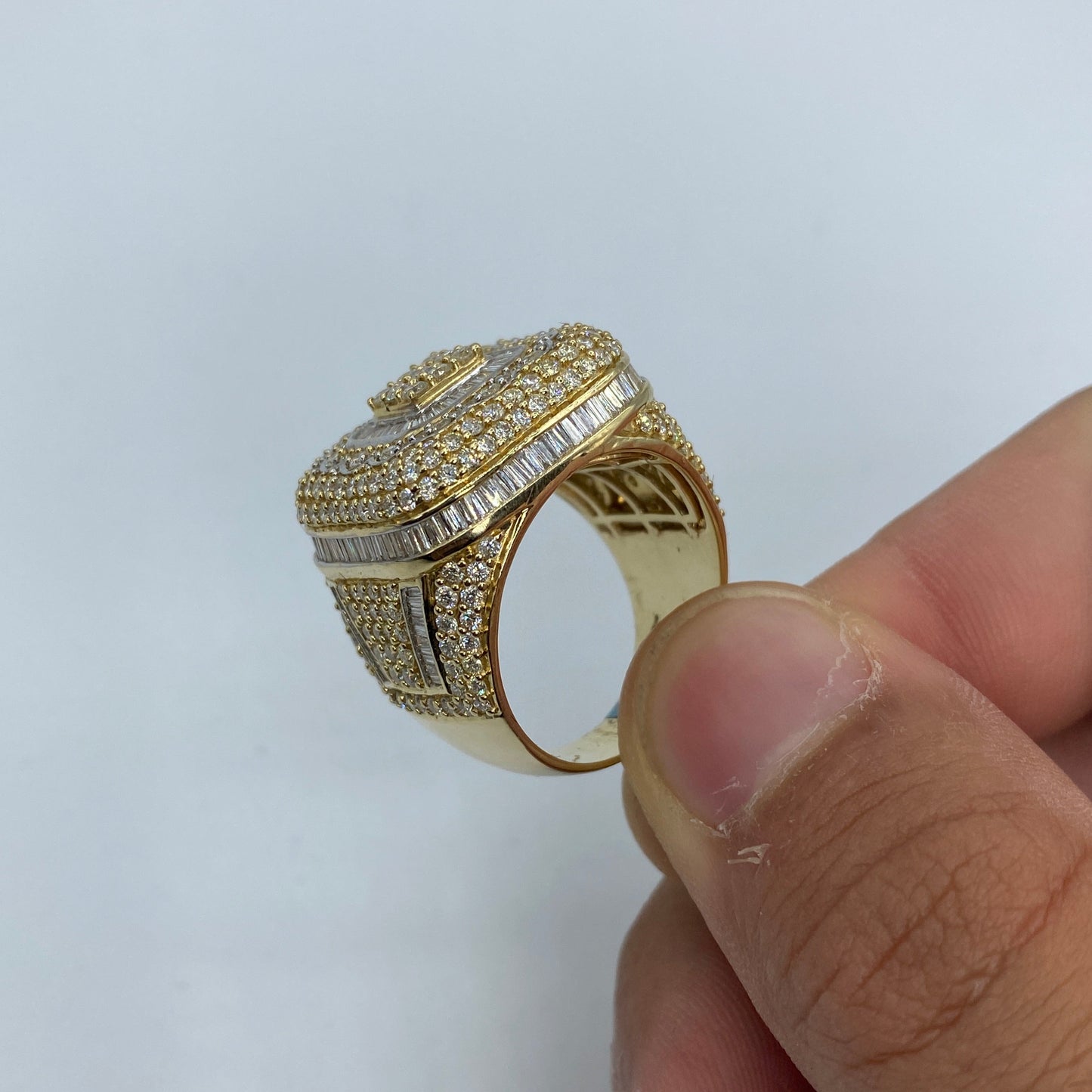 14K Square Jumbo Diamond Baguette Ring