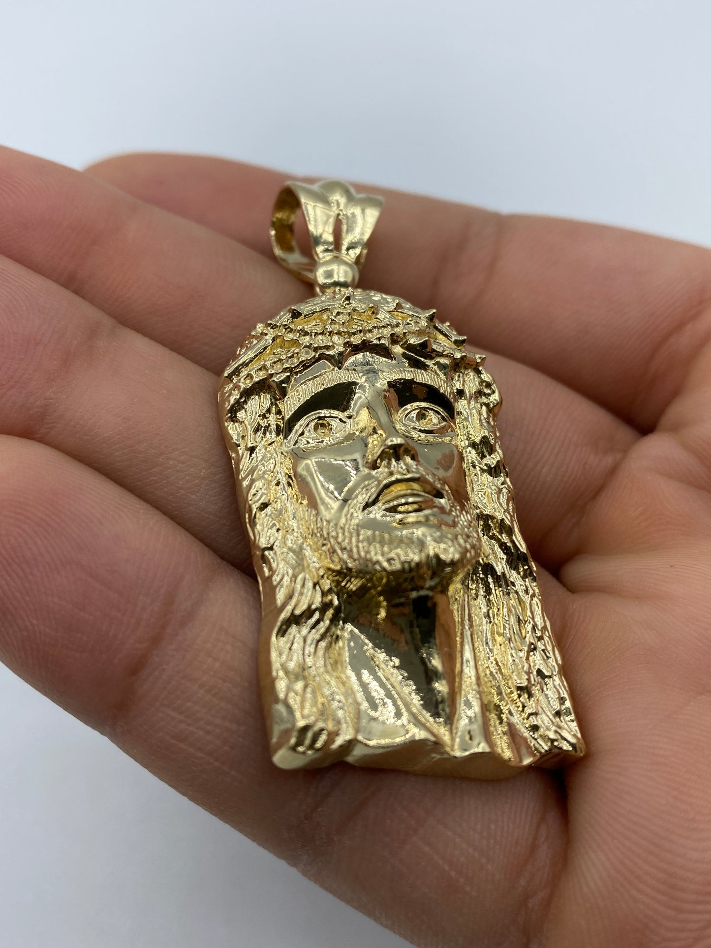 14K Jesus Head Pendant 2.25"