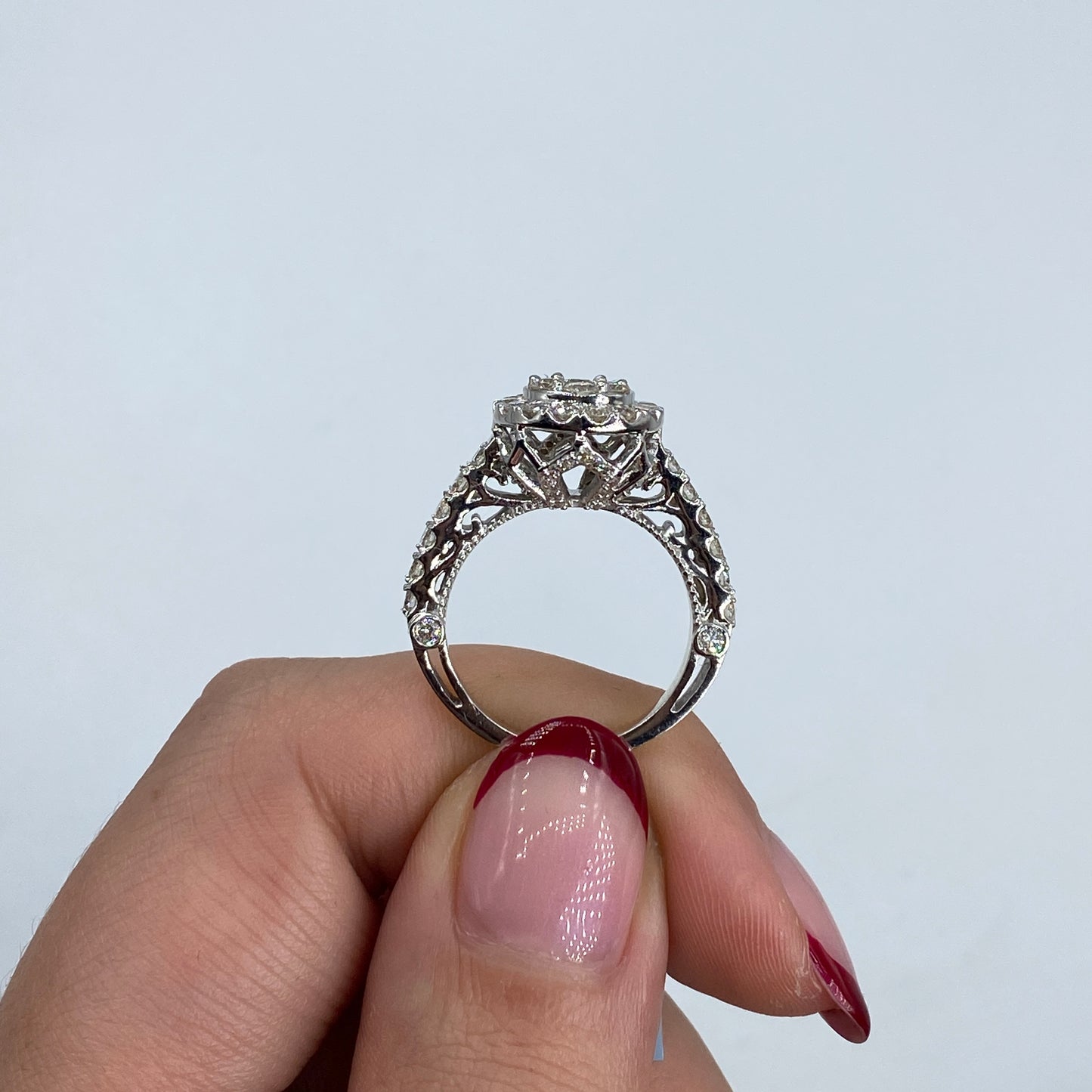 14K Amore Halo Circle Diamond Engagement Rings