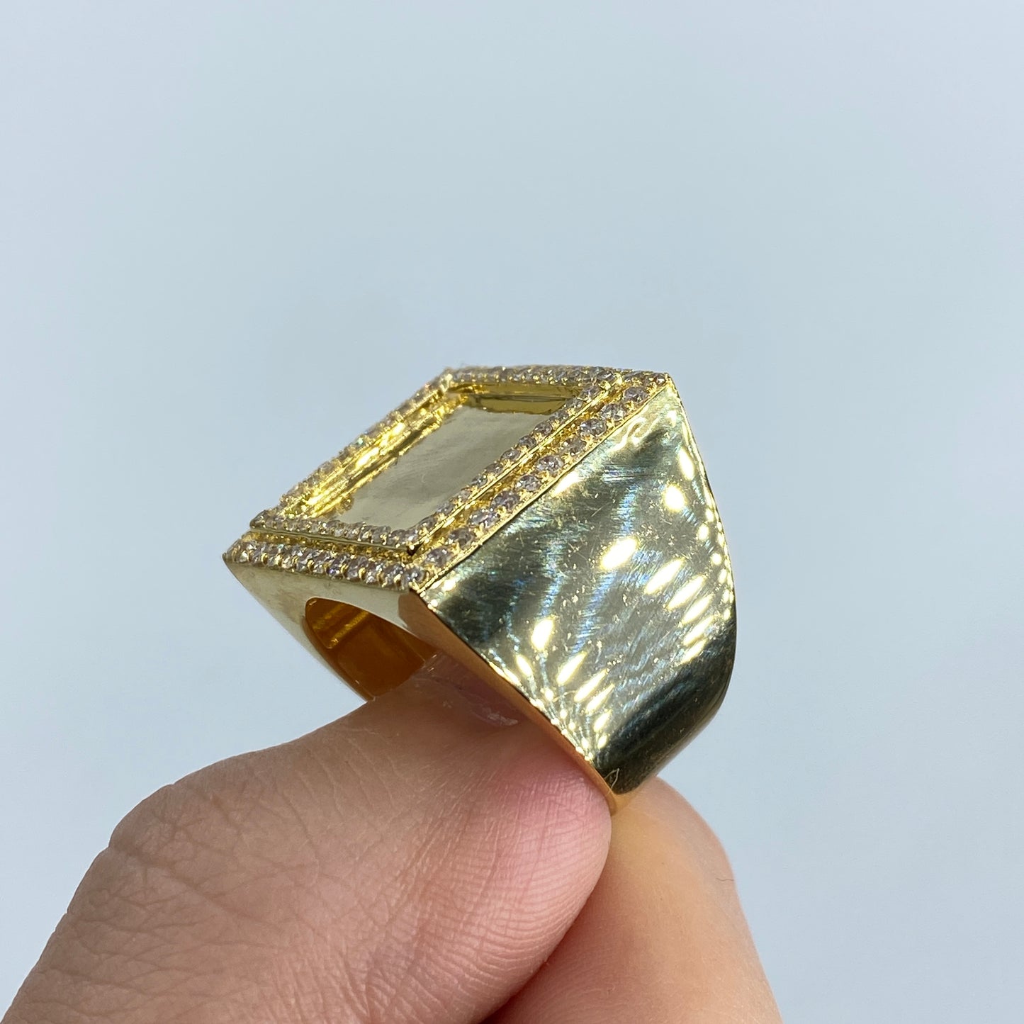 10K Square Photo Diamond Ring