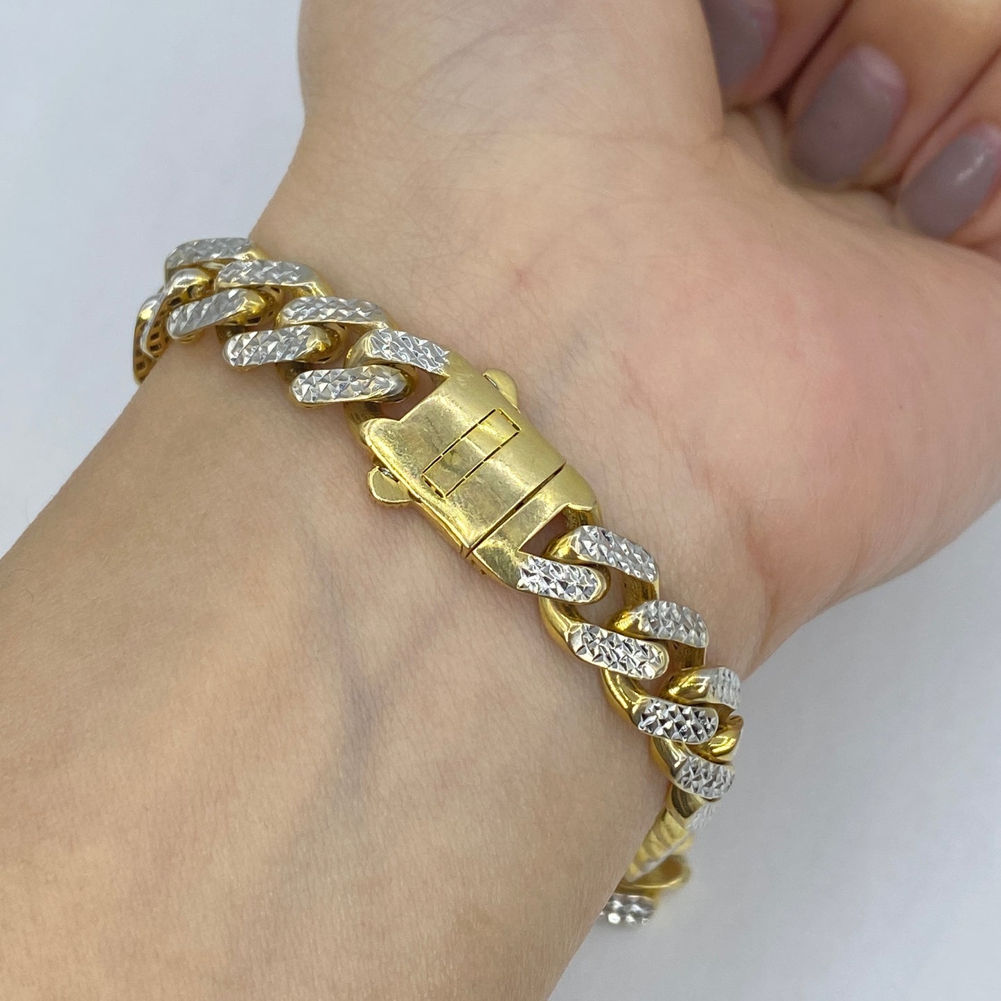 14K 9.5MM Two-Tone Cuban Link Bracelet 8"