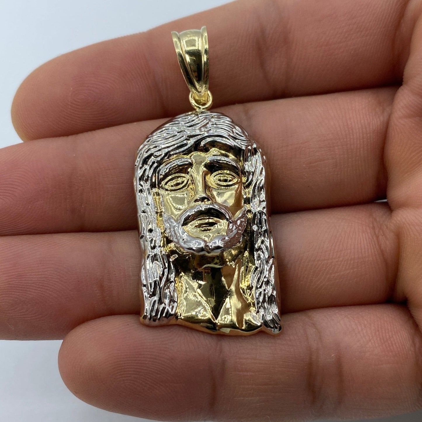 14K Jesus Head Pendant