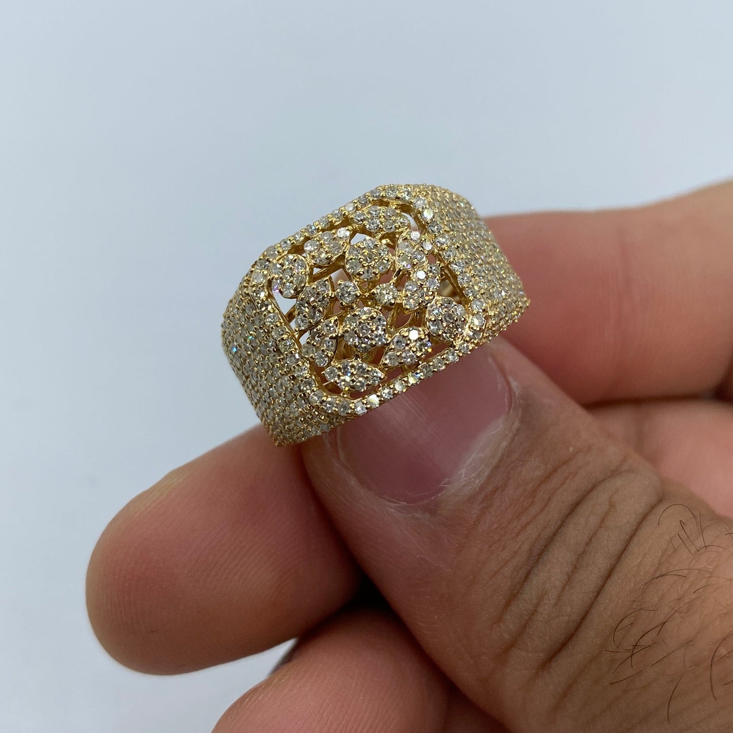 10K Floral Square Diamond Ring