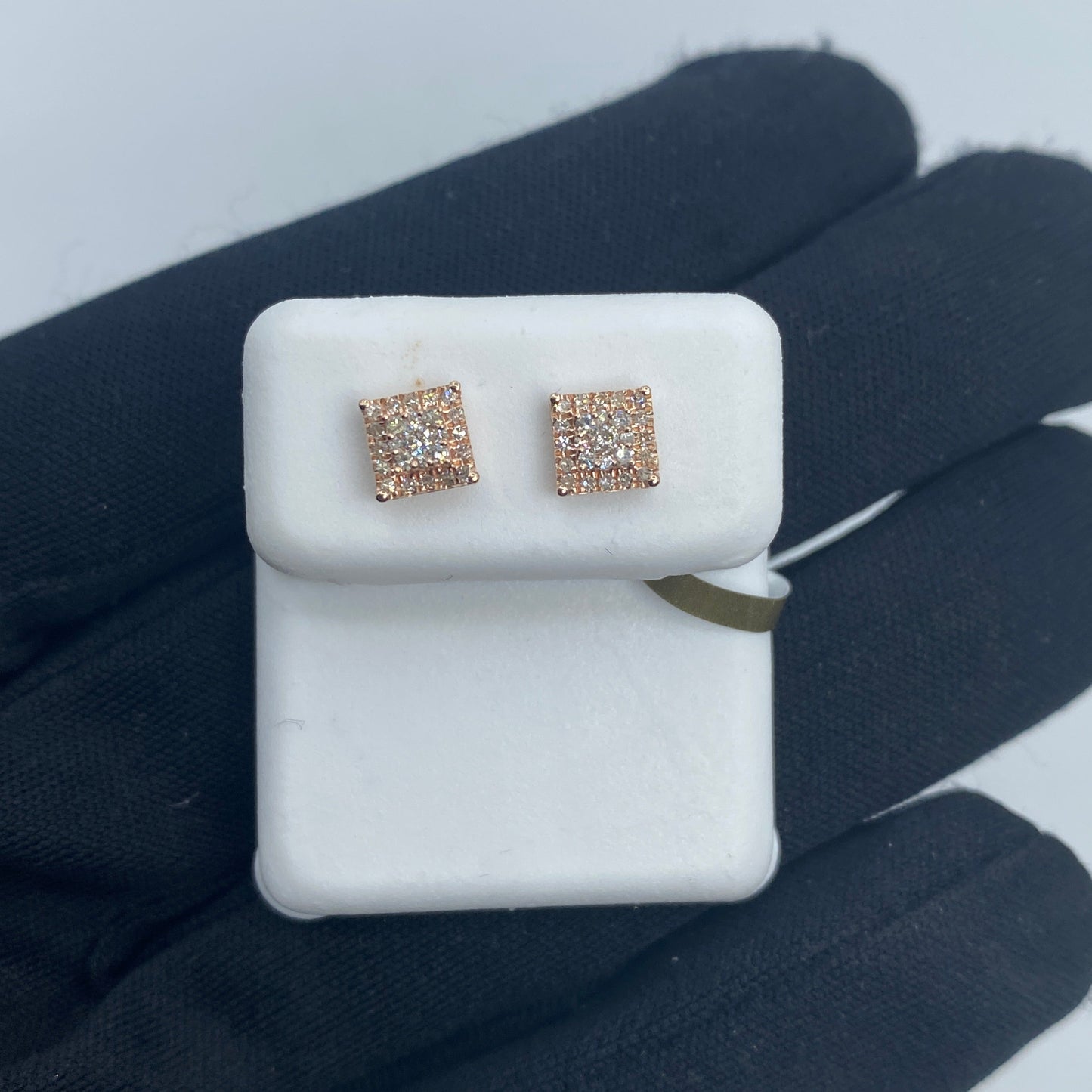 10K Classic Square Gold and Diamond Earrings