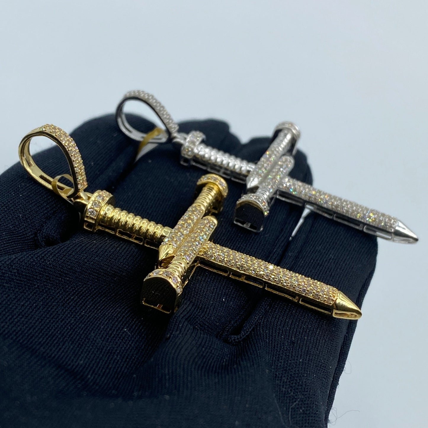 10K Nail Cross Diamond Pendant