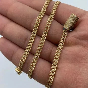 14K 4MM Cuban Link Diamond Chain 16-22"