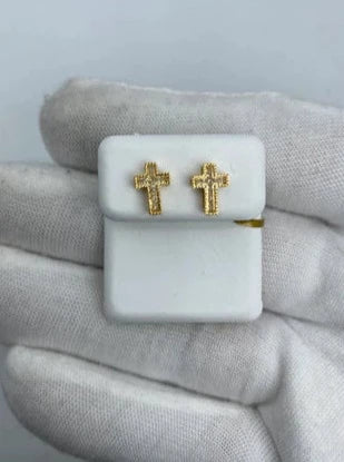 14K Cross Diamond Earrings