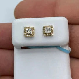 14K Grandeur Square Diamond Earrings