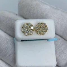 14K Flower Diamond Earrings 1.8ct