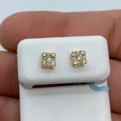 14K Square Stud Earrings 0.5CT