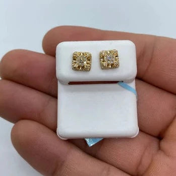 14K Castle Diamond Earrings Small