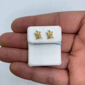 14K Turtle Diamond Earrings