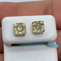 14K Square Stud Diamond Earrings 1.2ct