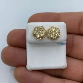 14K Large 3D Flower Diamond Earrings