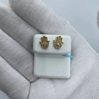 14K Hamsa Diamond Earrings