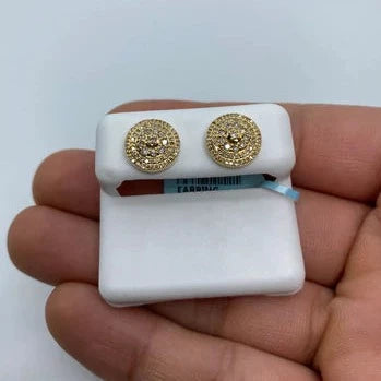 14K Circle Flat Diamond Earrings