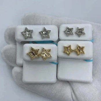 14K Star Diamond Baguette Earrings