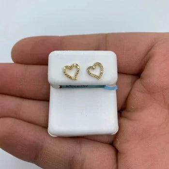 14K Open Heart Diamond Earrings