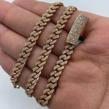 14K 6.5MM Cuban Diamond Chain 16-22"