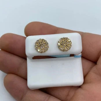 14K Circle Flower Diamond Earrings