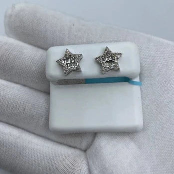 14K Star Diamond Baguette Earrings