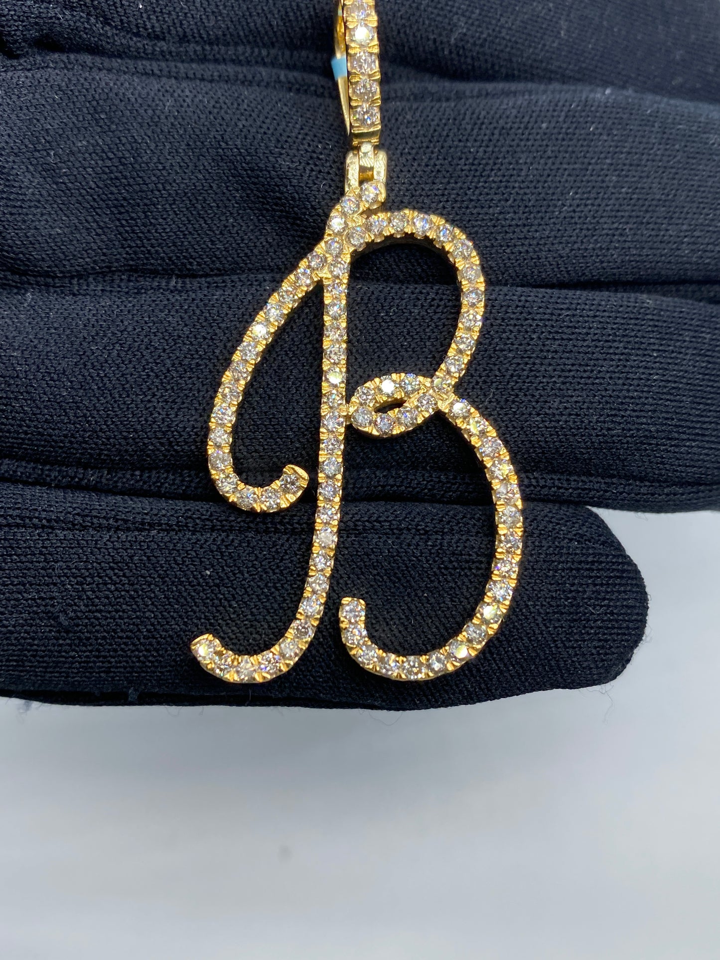 14k Initial B Large Script Pendant