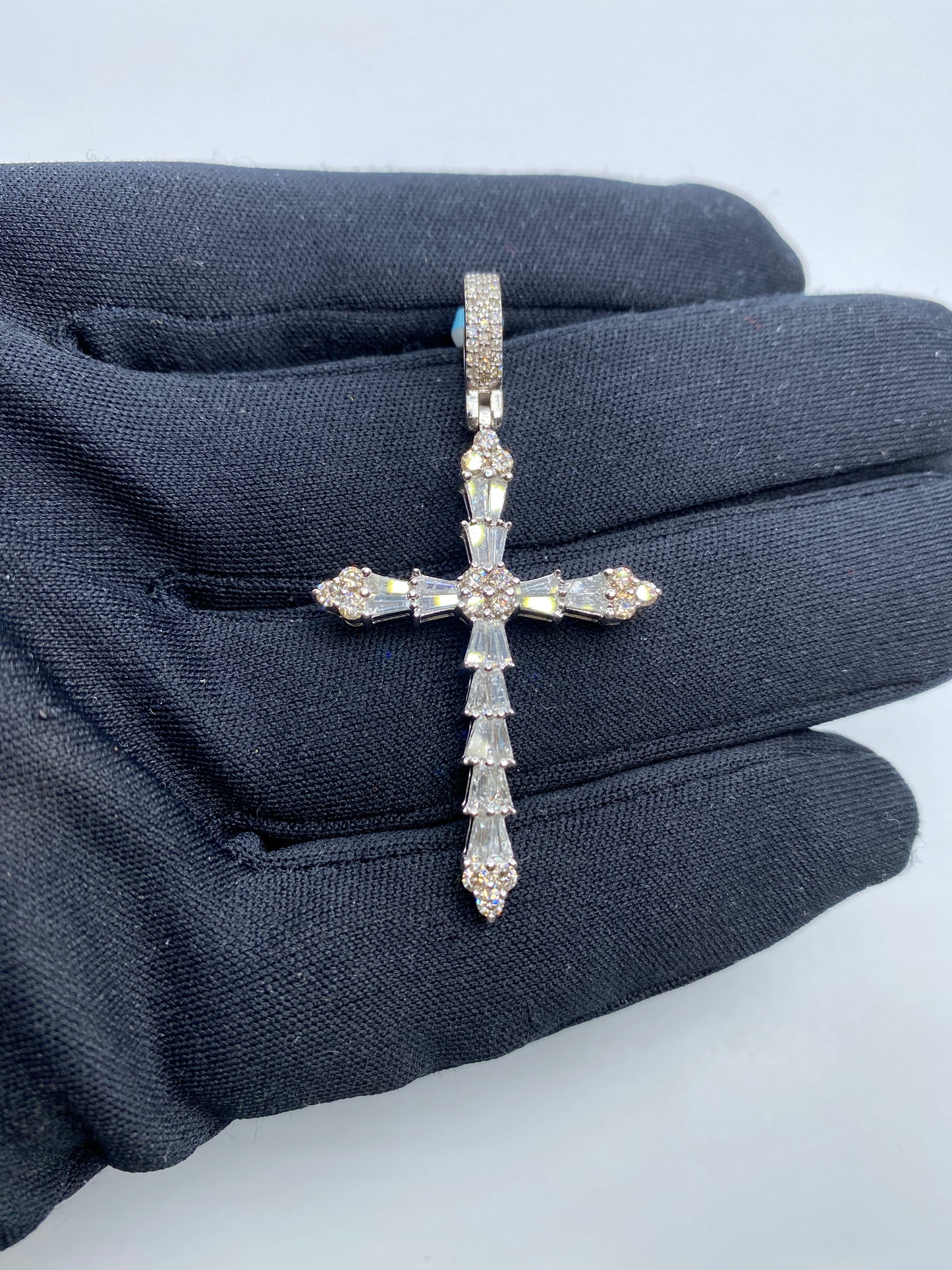 14K Holy Spirit Cross Diamond Baguette Pendant