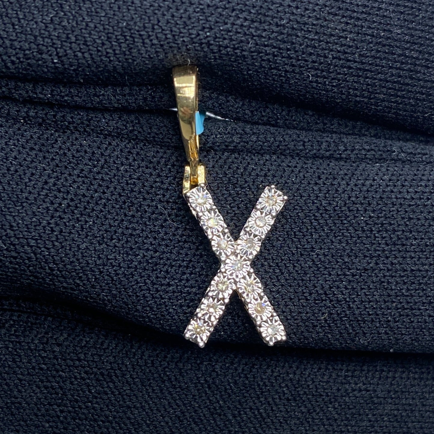 14k Single Stone Initial X Pendant