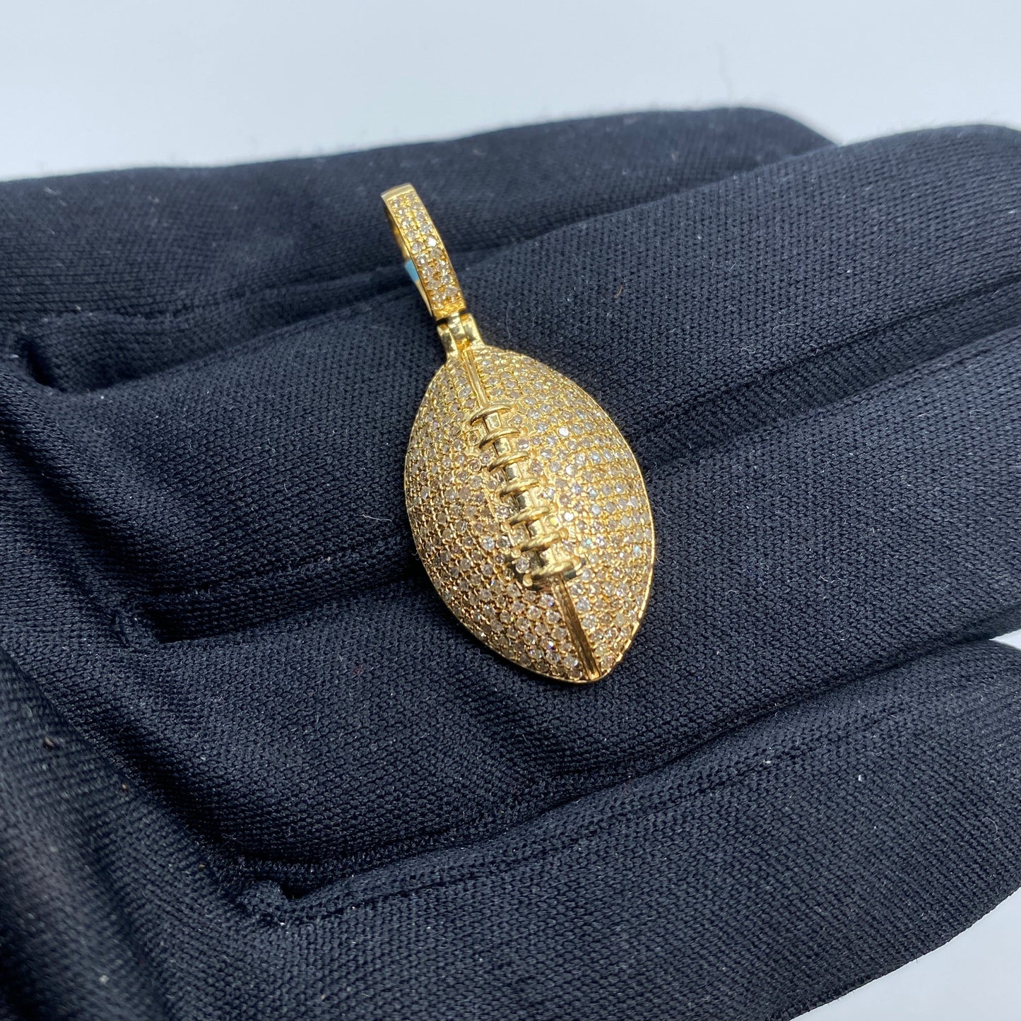 14K Football Diamond Pendant