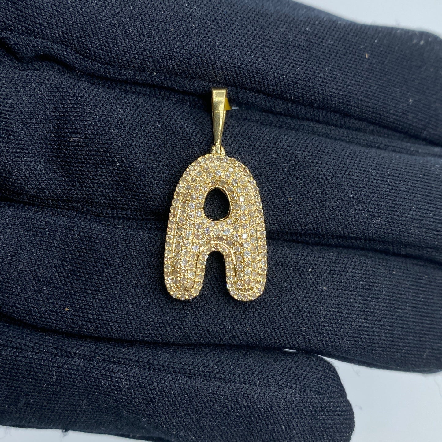 Bubble Initial Letter Diamond Pendant in 10K Full Collection