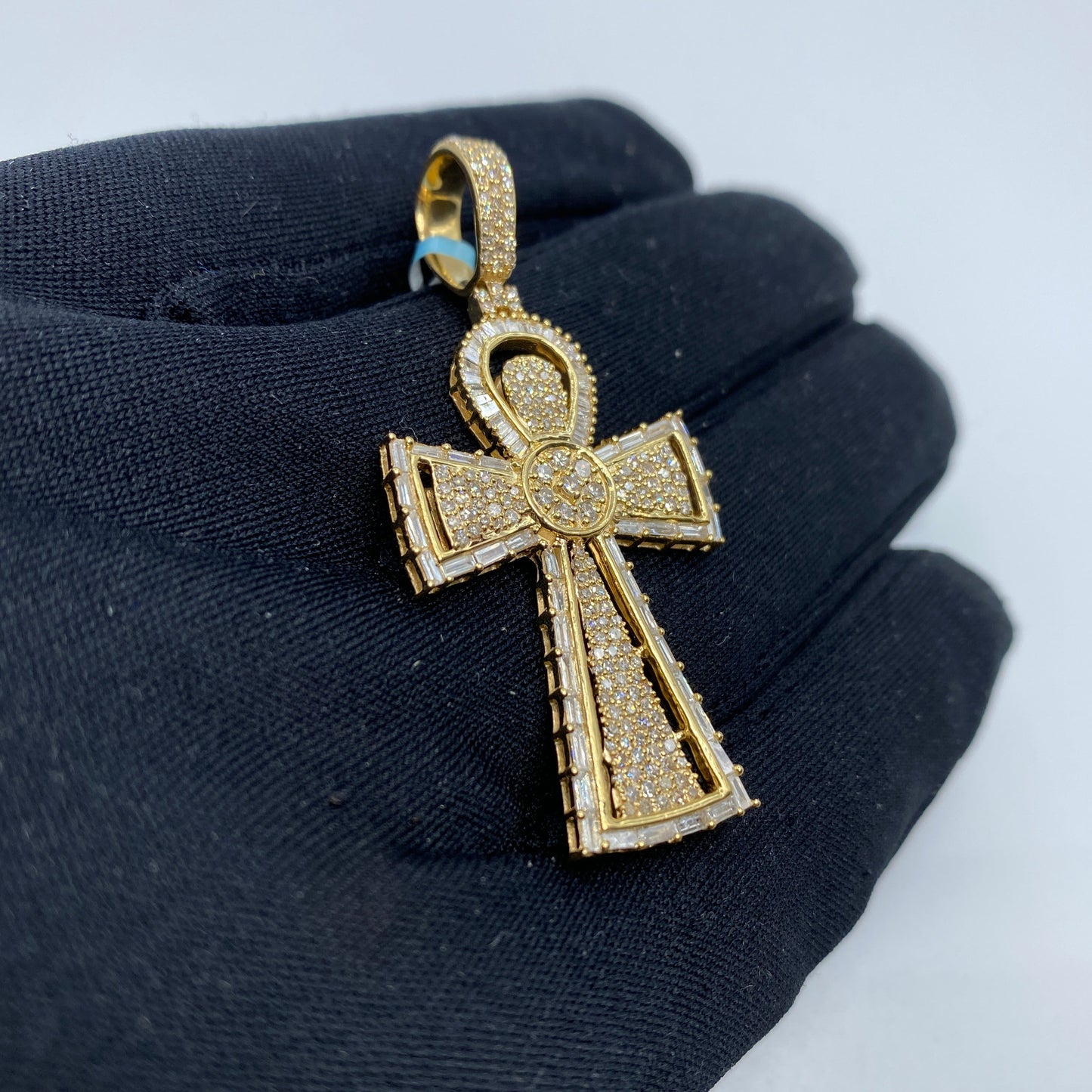 14K Celtic Cross Diamond Baguette Pendant