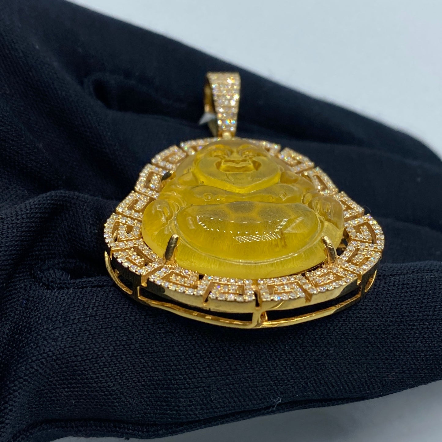 14K Laughing Buddha Diamond Pendant