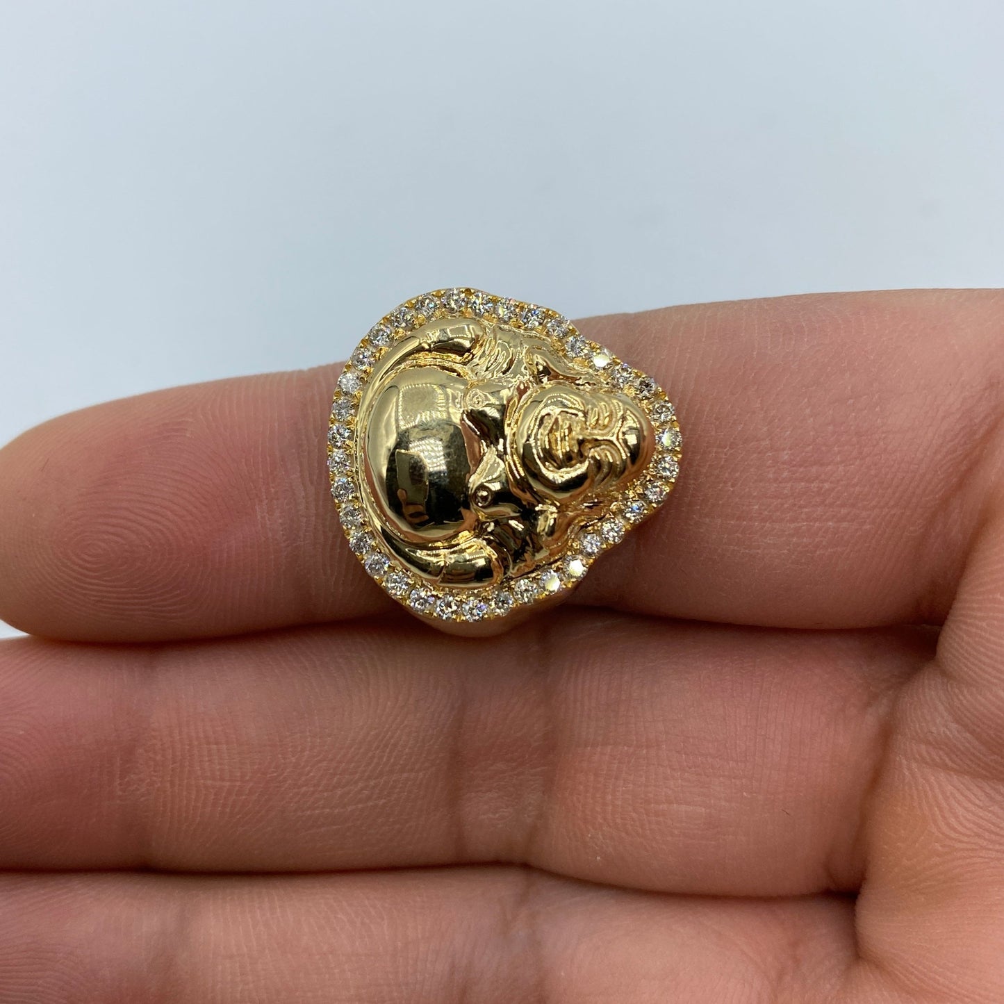 10K Lucky Buddha Diamond Ring